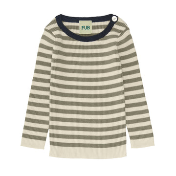 Baby Striped Rib Blouse - ecru/sage - FUB
